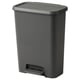 A grey KNÖCKLA plastic pedal bin with a soft-close lid, designed for efficient waste disposal and sorting.
