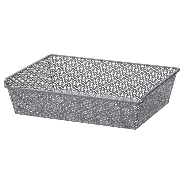 KOMPLEMENT metal mesh basket, grey, rectangular, with round hole design.