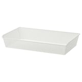 KOMPLEMENT white metal basket, rectangular, perforated design, for clothing storage.