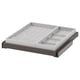 KOMPLEMENT pull-out tray, grey, felt-lined, rectangular, divided compartments.