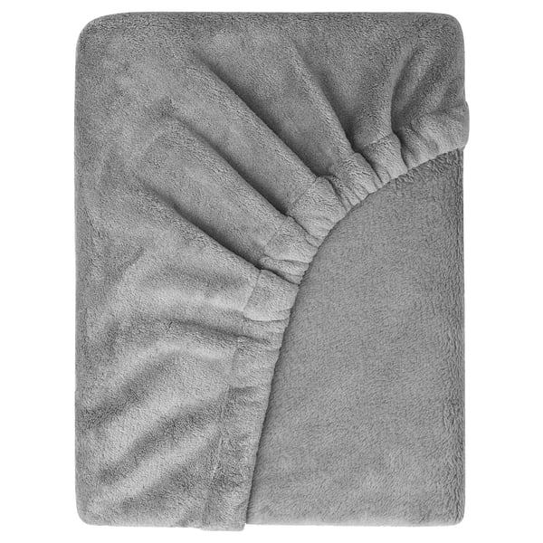 KRANSSALVIA grey fleece blanket: soft, fluffy, recycled polyester, rectangular, warm, cosy.