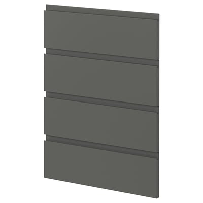 A modern, dark grey kitchen cabinet front with integrated handles from the METOD system.