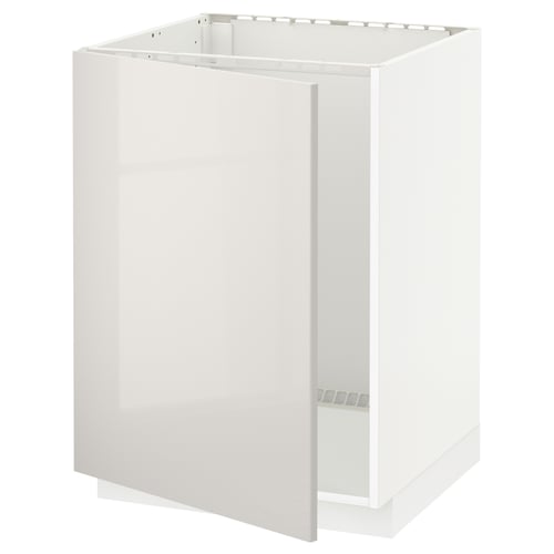 White METOD cabinet, glossy finish, rectangular shape, modern design.