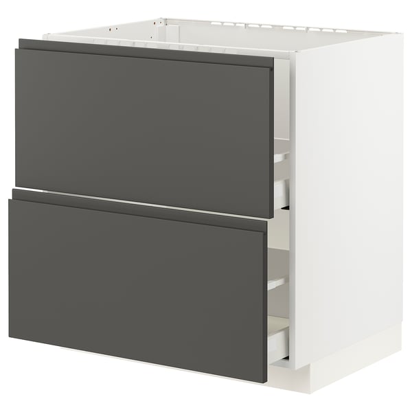 Modern grey ikea METOD kitchen unit with two drawers.