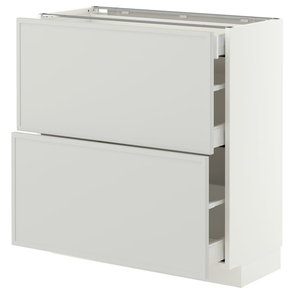 METOD / MAXIMERA Base cab with 2 fronts/3 drawers, white/Aspudden light grey, 80x37x80 cm