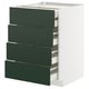 Modern green METOD kitchen unit with four drawers. White cabinet, durable steel drawers, sleek design.