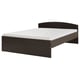 A black NODELAND bed with a curved headboard and adjustable bed sides.