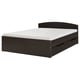 Black bed frame with underbed storage, minimalist.
