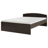 A sleek black NODELAND bed frame with a curved headboard, abs plastic and particleboard construction, and adjustable bed sides.