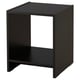 Black NODELAND bedside table with open shelf and modern design.