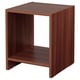 Brown NODELAND bedside table with open shelf and simple design. Made from plastic and particleboard.