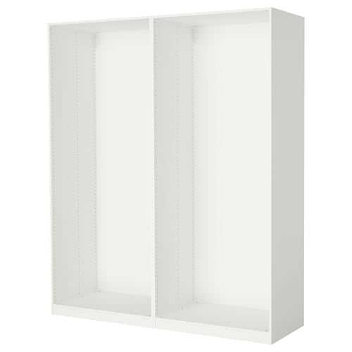 White ikea PAX wardrobe frame, rectangular, modern minimalist design.
