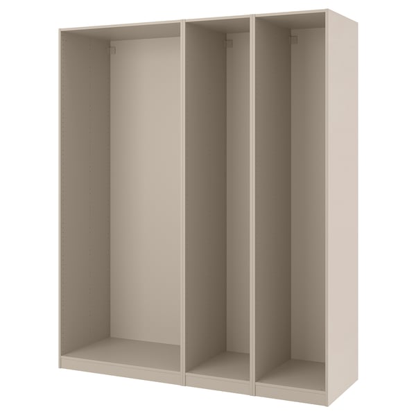 PAX wardrobe frame, beige, rectangular, three sections, particleboard.