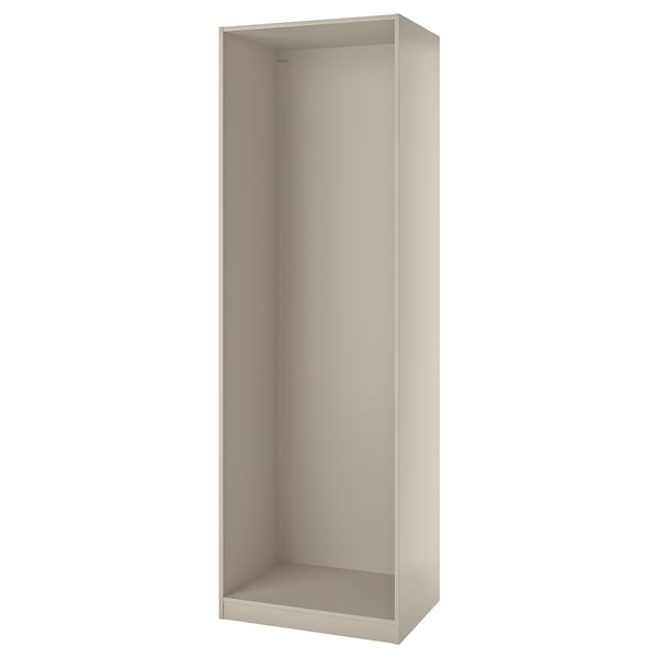 This image shows an ikea PAX wardrobe frame, beige, rectangular, with smooth sides and an open interior.