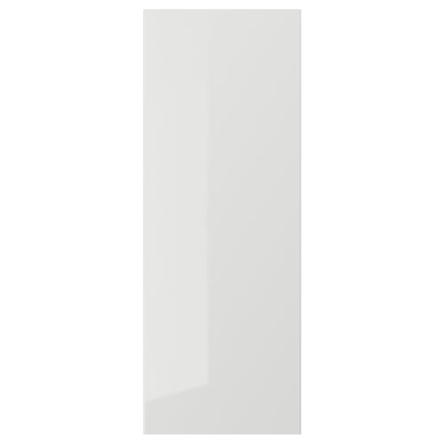 A sleek, rectangular, high-gloss grey kitchen cabinet door with clean lines and a modern look. It a smooth, durable grey plastic foil finish.