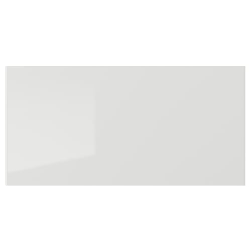 RINGHULT kitchen drawer front, grey, glossy, rectangular, modern design, easy to clean.