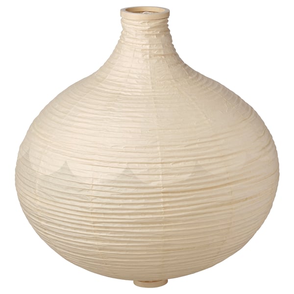 RISBYN white lamp: rice paper, birch veneer, round, layered design.