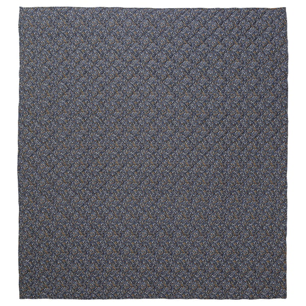 Dark blue floral comforter with tiny flowers, rectangular, soft cotton-viscose blend.