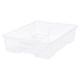 Clear plastic SAMLA box, square shape, transparent, sturdy, no lid.
