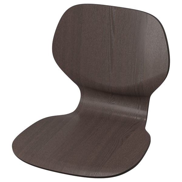 Dark wood SIGTRYGG chair with curved back and seat blend, minimalist style.