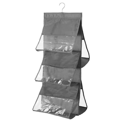 SKUBB grey hanging organiser - multiple compartments, recycled polyester