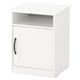 A white SONGESAND cabinet with a single door. It a sleek design with a black handle.