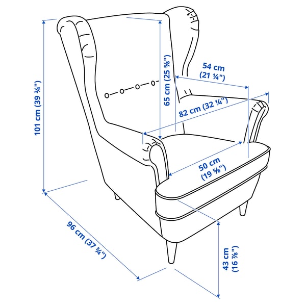 Illustration with measurements for the product: STRANDMON.