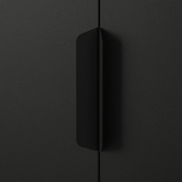 Modern black metal drawer with sleek handle; sturdy, minimalist design.
