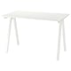 Small white TROTTEN desk with a-leg design for efficient space use.