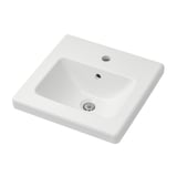 TVÄLLEN white ceramic sink, single bowl, soft shape.