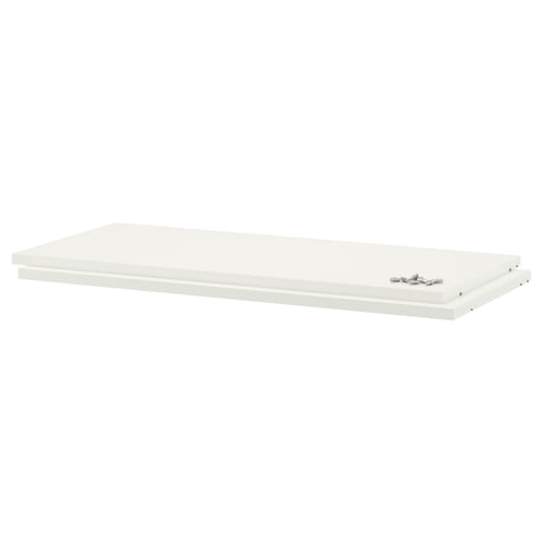 A UTRUSTA white melamine shelf, rectangular in shape, with a scratch-resistant surface.
