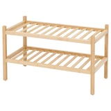 Vasskar bamboo shoe rack, natural colour, two-tiered design.
