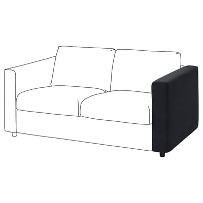 VIMLE sofa, black, modern sleek design, two cushions.