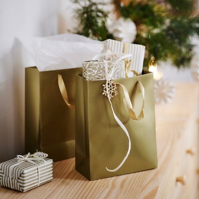 VINTERFINT Gift bag, gold-colour, 20x26 cm