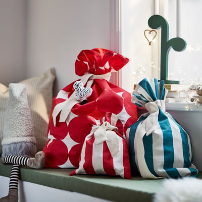 VINTERFINT Gift bag, set of 3, mixed colours/mixed patterns