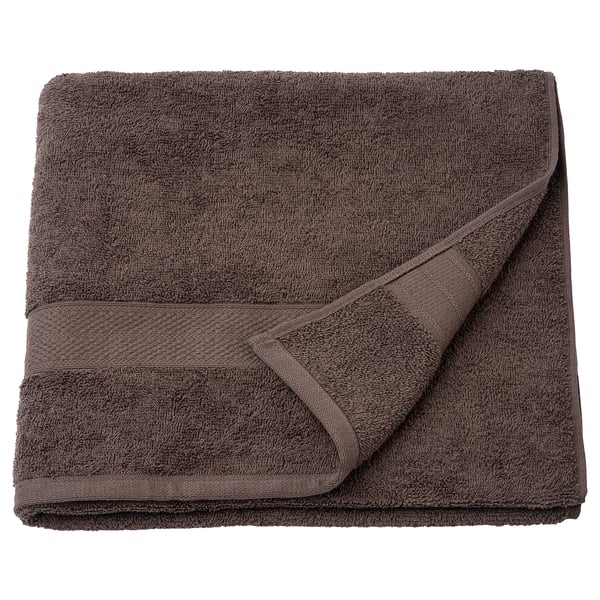 Brown VITBACKEN bath towel, folded, 100% cotton, solid colour, thick terry texture.
