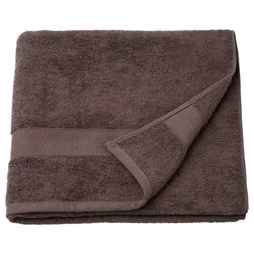 Brown VITBACKEN bath towel, folded, 100% cotton, solid colour, thick terry texture.