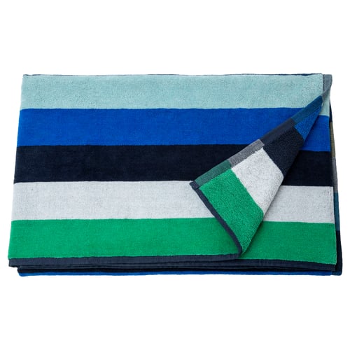 VITHÖJDEN Beach towel, blue white/multicolour, 90x150 cm