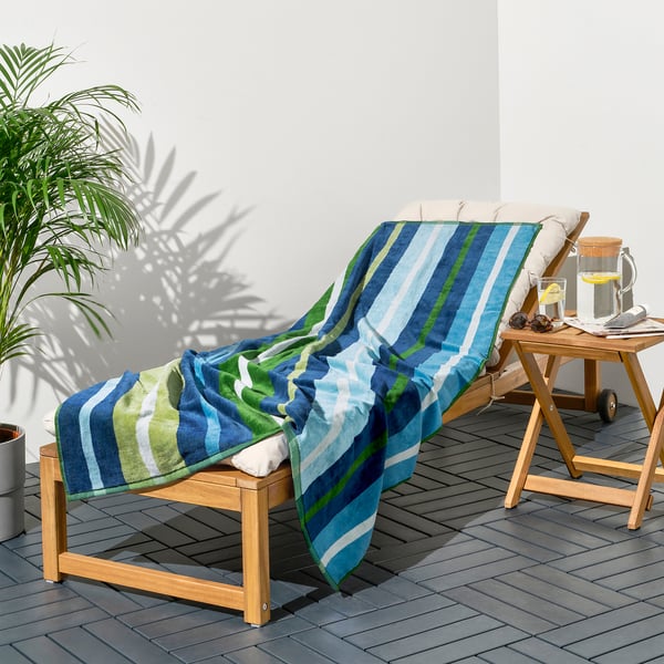 VITHÖJDEN Beach towel, green/multicolour, 90x150 cm