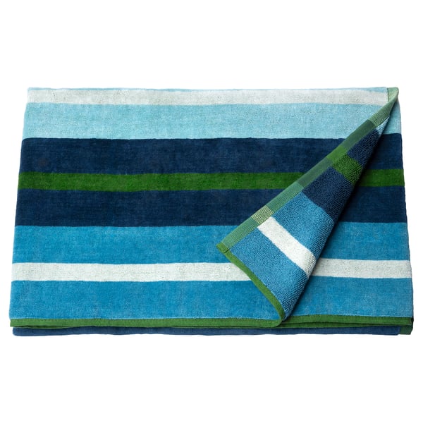 VITHÖJDEN Beach towel, green/multicolour, 90x150 cm