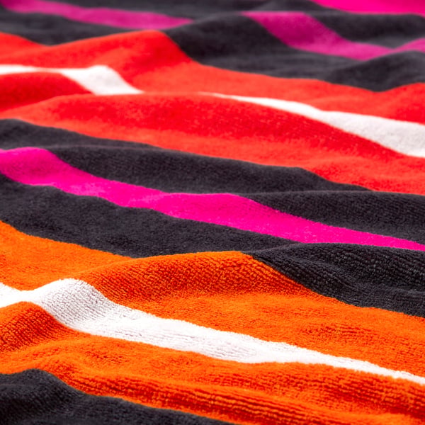 VITHÖJDEN Beach towel, red white/multicolour, 90x150 cm