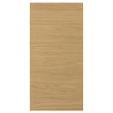 VOXTORP door with oak finish, smooth surface, integrated handles, rectangular shape.