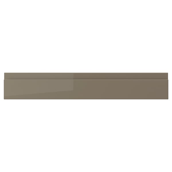 VOXTORP drawer front, dark grey-brown, glossy, rectangular, sleek, easy-clean.