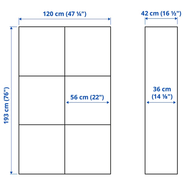 BESTÅ تشكيلة تخزين مع أبواب زجاجية, أبيض/Pipmakare أبيض, 120x42x193 سم