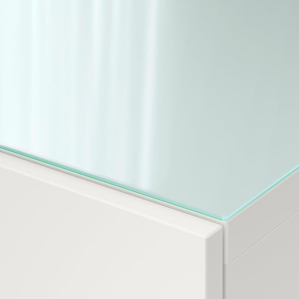 BESTÅ لوح تكسي علوي., زجاج أبيض/أخضر فاتح, 120x40 سم