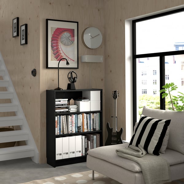 BILLY مكتبة, أسود شكل السنديان, 80x28x106 سم