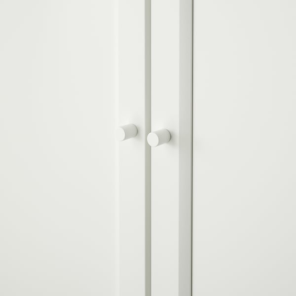 BILLY / OXBERG مكتبة مع أبواب زجاجية/لوحية, أبيض, 160x30x202 سم