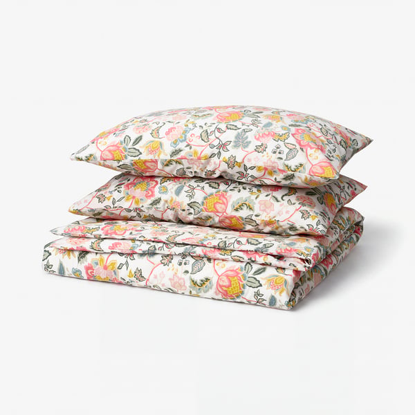 DAGGSALVIA غطاء لحاف و ٢ غطاء مخدة, عدة ألوان/نقش زهور, 240x220/50x80 سم
