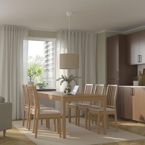 EKEDALEN طاولة قابلة للتمديد, سنديان, 180/240x90 سم