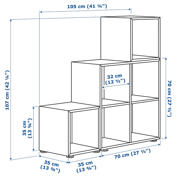 EKET تشكيلة خزانات بأرجل, أبيض/بني شكل خشب الجوز, 105x35x107 سم